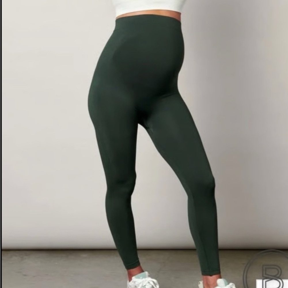 BLANQI Dark Green Women’s Belly Support Maternity Leggings Large